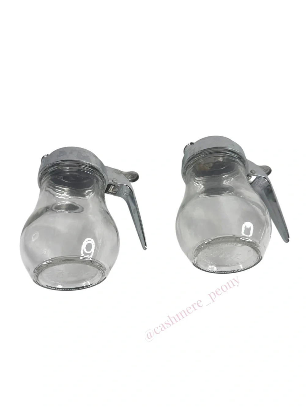 Vintage Set of 2 Dripcut by Traex Glass Syrup Dispensers 206J Dane Wisconsin
